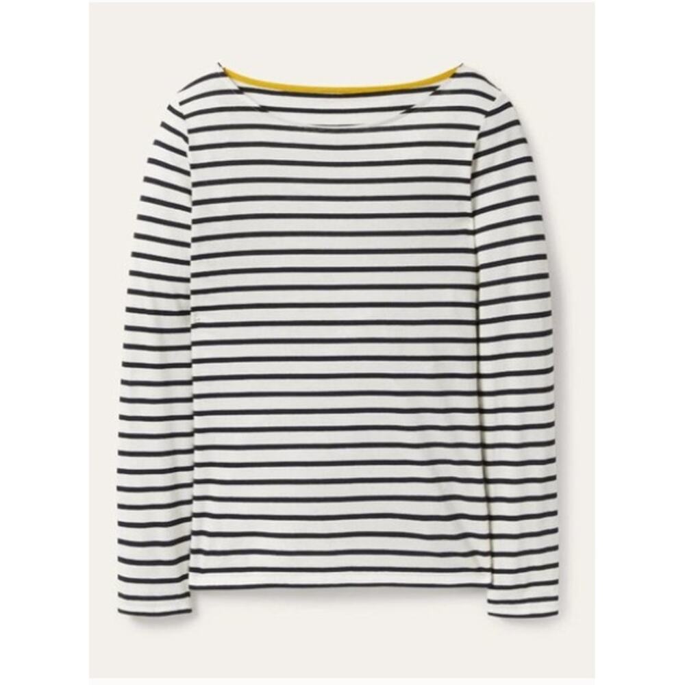 Mini Boden 'Breton' Tee in NAVY/WHITE STRIPED (9-10Y)